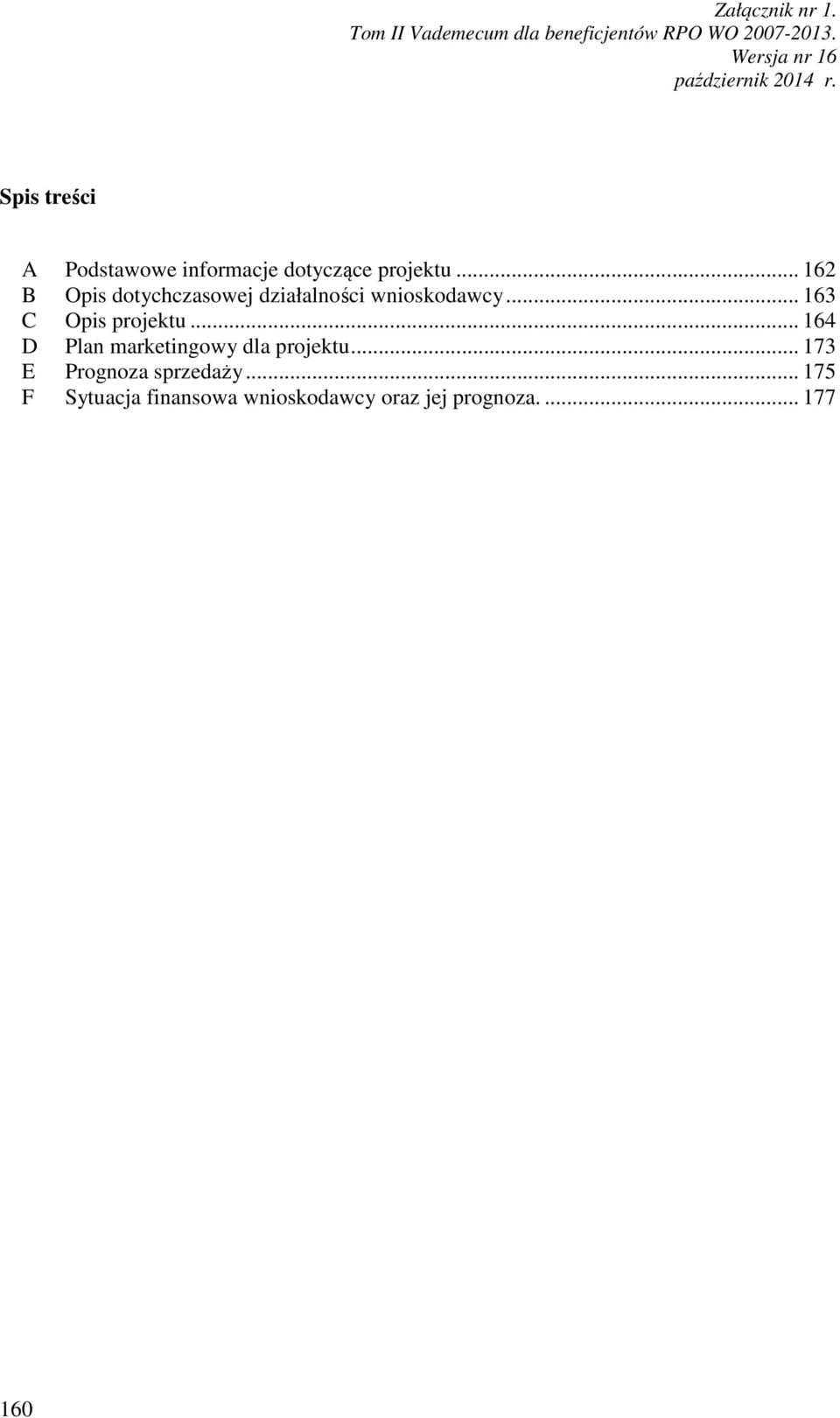 .. 163 C Opis projektu... 164 D Plan marketingowy dla projektu.
