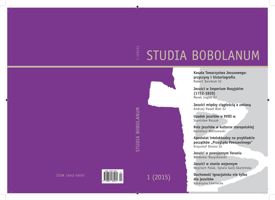 Stanisław Roszak Rola jezuitów w kulturze staropolskiej Kazimierz Maliszewski Apostolat intelektualny na przykładzie początków Przeglądu Powszechnego