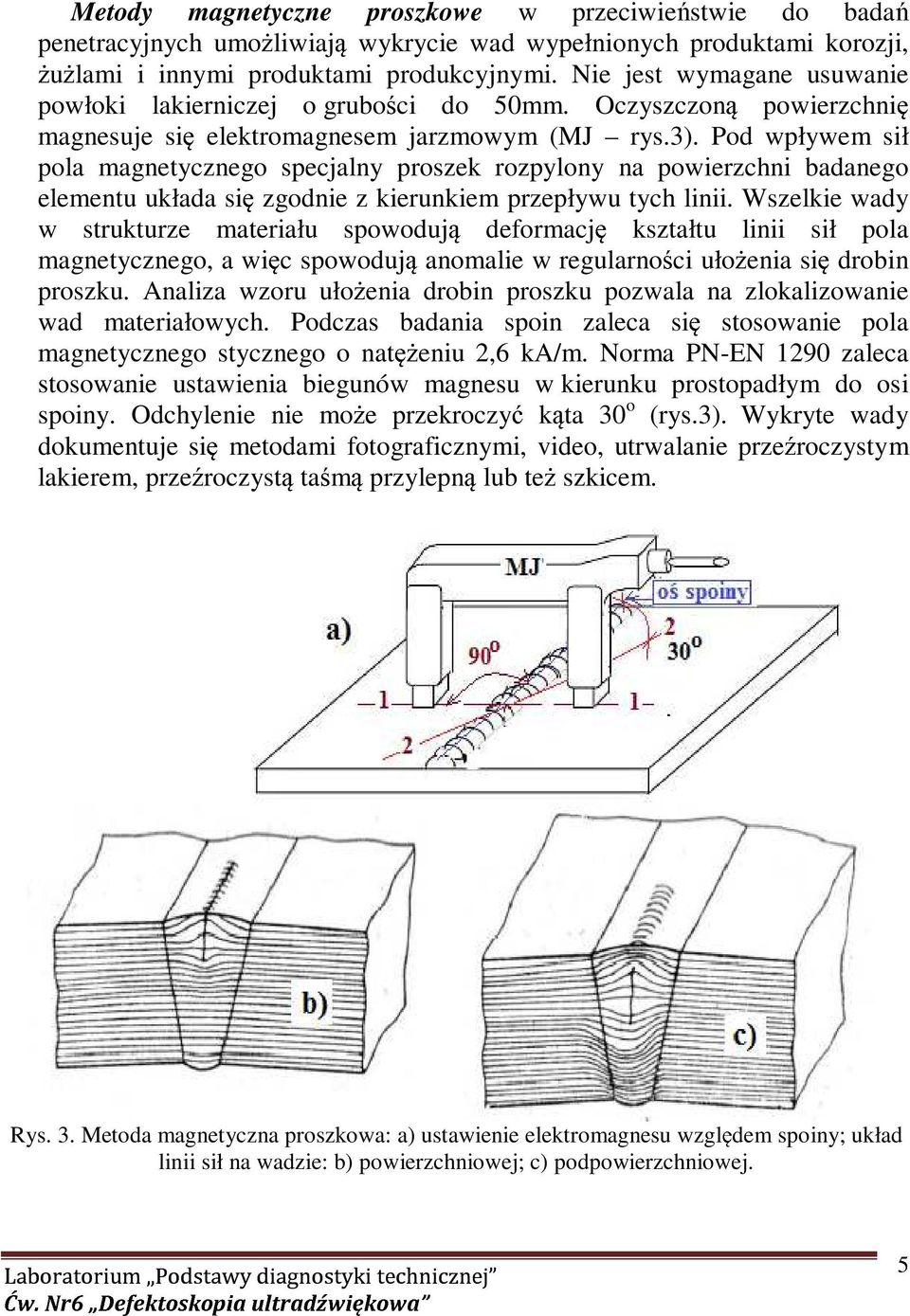 Pod wpływem sił pola magnetycznego specjalny proszek rozpylony na powierzchni badanego elementu układa się zgodnie z kierunkiem przepływu tych linii.
