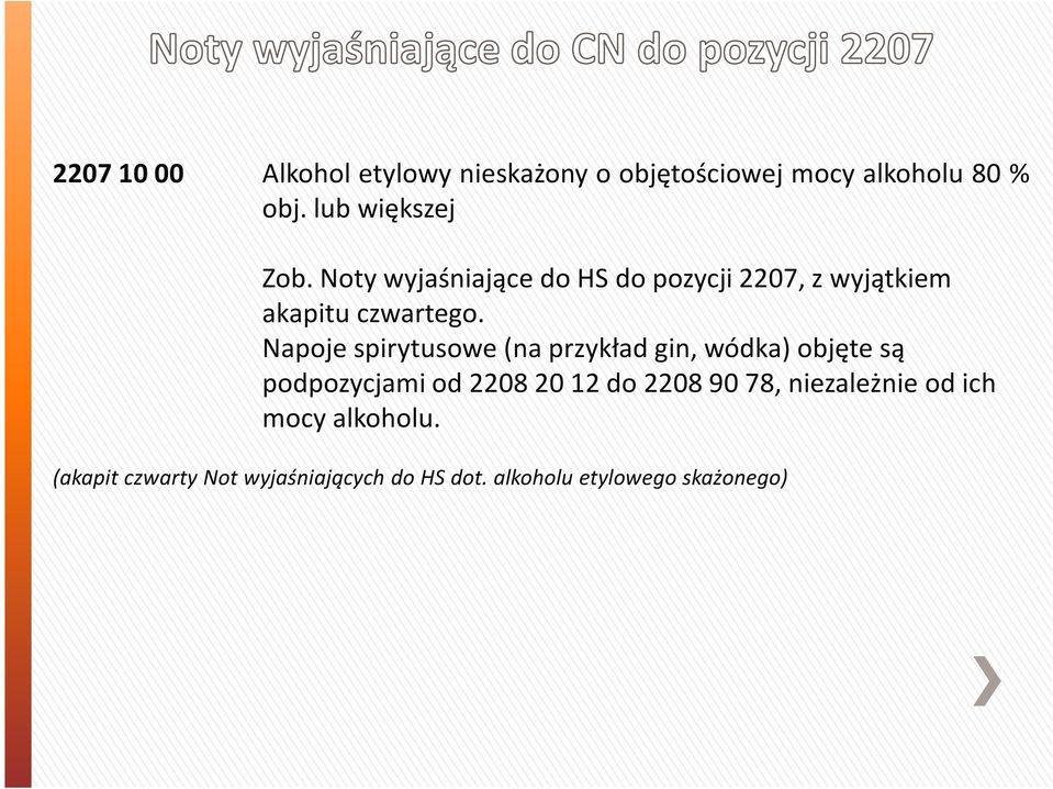 Napoje spirytusowe(na przykład gin, wódka) objęte są