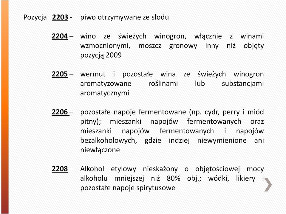 cydr, perry i miód pitny); mieszanki napojów fermentowanych oraz mieszanki napojów fermentowanych i napojów bezalkoholowych, gdzie indziej