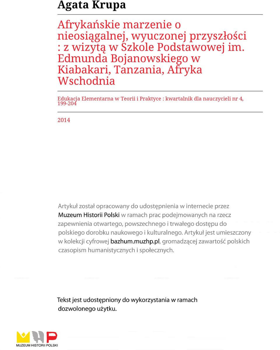 Edmunda Bojanowskiego w Kiabakari, Tanzania, Afryka Wschodnia