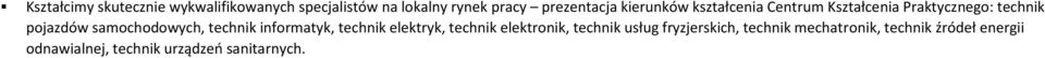 samochodowych, technik informatyk, technik elektryk, technik elektronik, technik usług