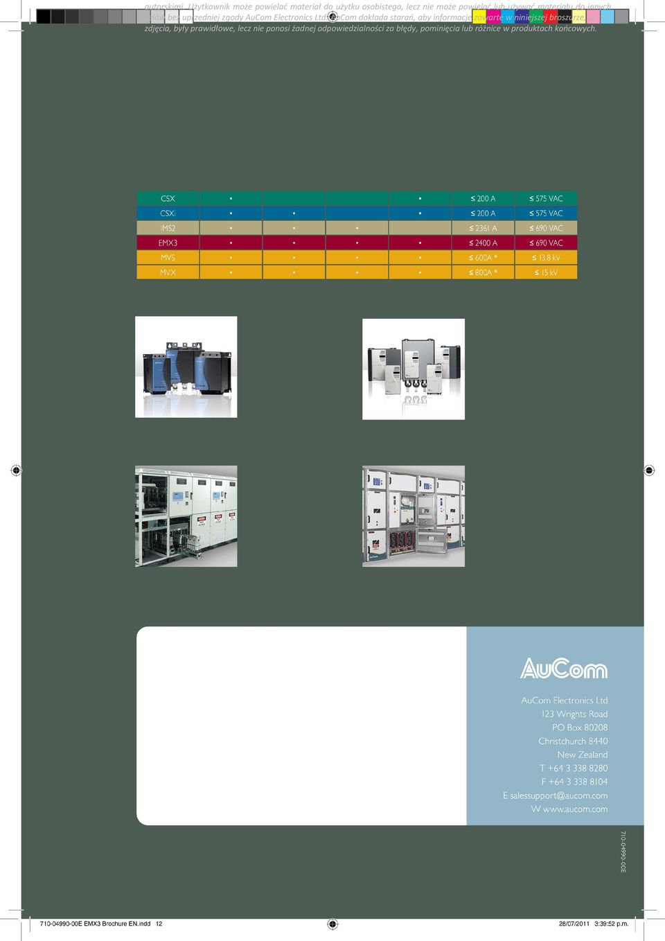 materiału do innych celów bez uprzedniej zgody AuCom Electronics Ltd.