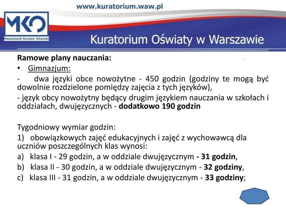 godzin: 1) obowiązkowych zajęć edukacyjnych i zajęć z wychowawcą dla uczniów poszczególnych klas wynosi: a) klasa I - 29 godzin, a w oddziale