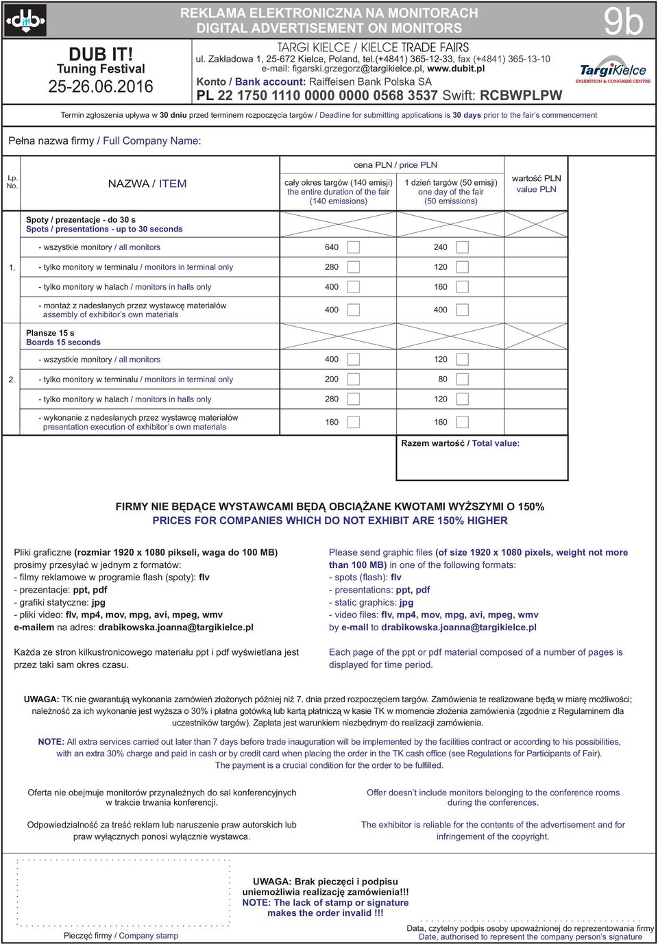 30 days prior to the fair s commencement 9b cena / price Lp. No.
