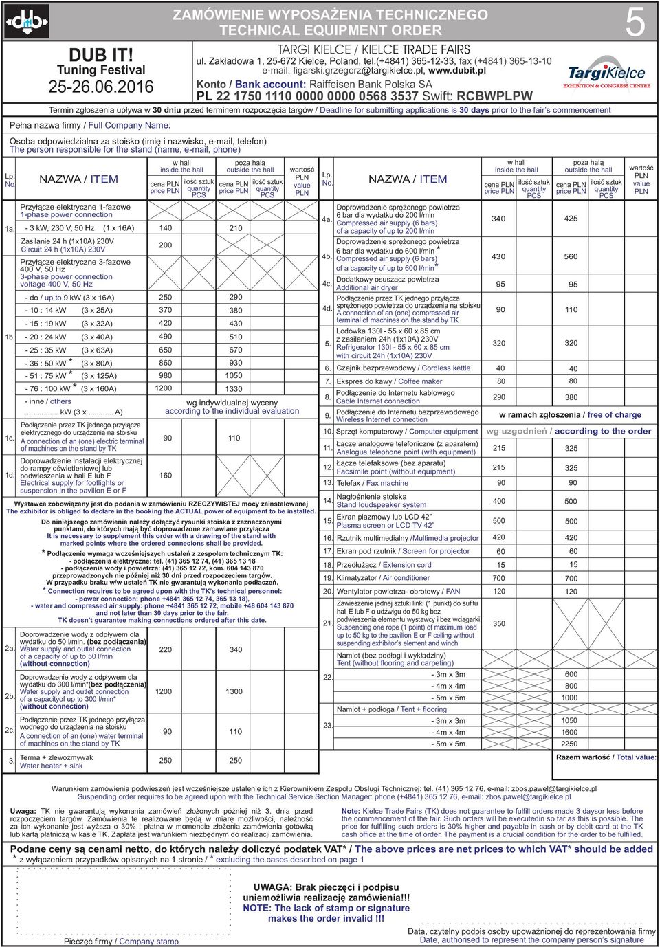 9 kw (3 x 16) - 10 : 14 kw (3 x 5) - 15 : 19 kw (3 x 3) - 0 : 4 kw (3 x 40) - 5 : 35 kw (3 x 63) - 36 : 50 kw * (3 x 80) - 51 : 75 kw * (3 x 15) - 76 : 100 kw * (3 x 160) - inne / others... kw (3 x... ) Podłączenie przez TK jednego przyłącza c.