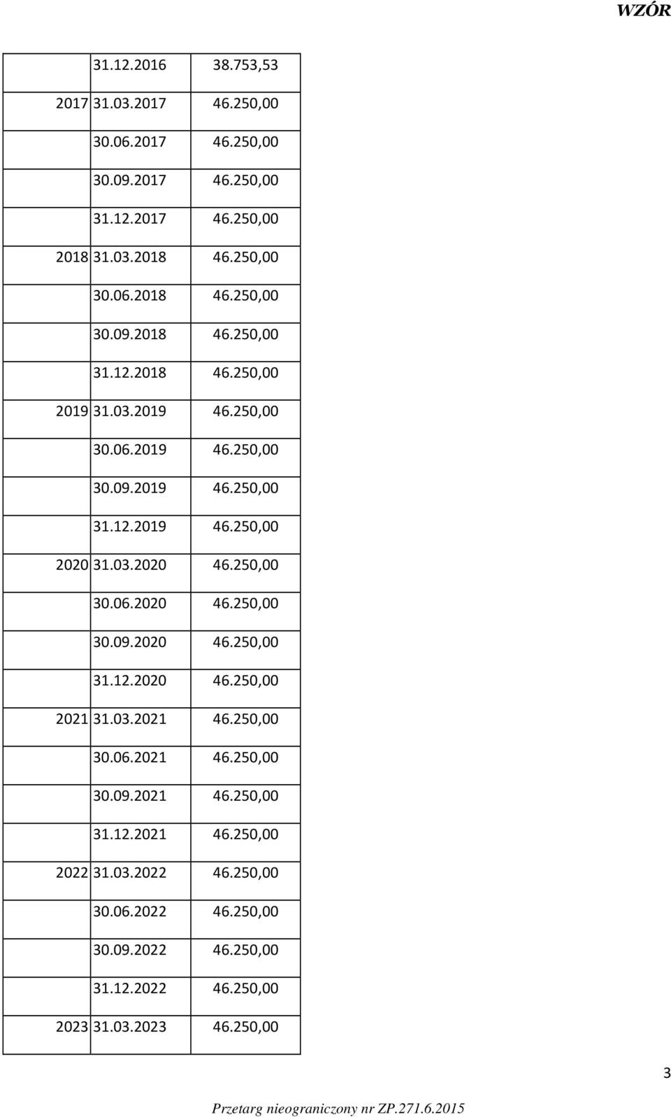 03.2021 46.250,00 30.06.2021 46.250,00 30.09.2021 46.250,00 31.12.2021 46.250,00 2022 31.03.2022 46.250,00 30.06.2022 46.250,00 30.09.2022 46.250,00 31.12.2022 46.250,00 2023 31.