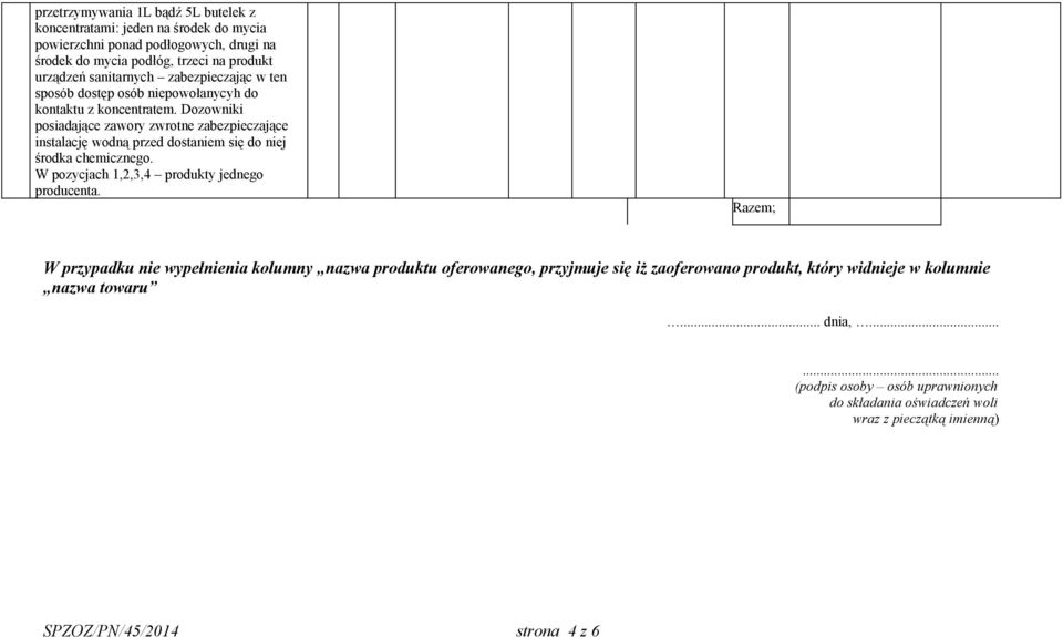 niepowołanycyh do kontaktu z koncentratem.