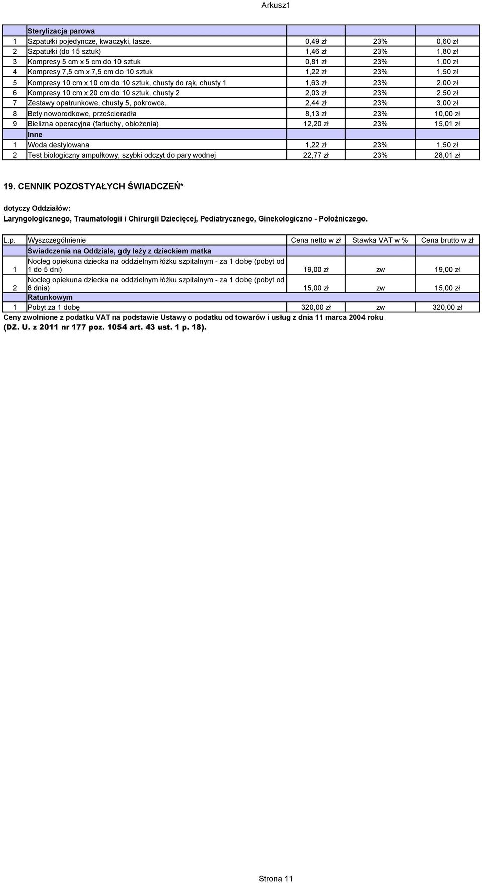 10 cm do 10 sztuk, chusty do rąk, chusty 1 1,63 zł 23% 2,00 zł 6 Kompresy 10 cm x 20 cm do 10 sztuk, chusty 2 2,03 zł 23% 2,50 zł 7 Zestawy opatrunkowe, chusty 5, pokrowce.