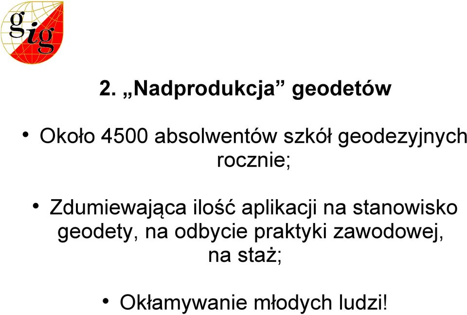 aplikacji na stanowisko geodety, na odbycie