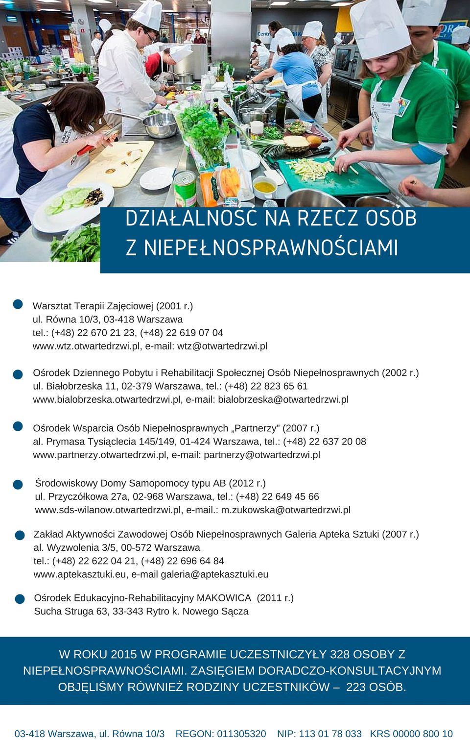 otwartedrzwi.pl, e mail: bialobrzeska@otwartedrzwi.pl Ośrodek Wsparcia Osób Niepełnosprawnych Partnerzy (2007 r.) al. Prymasa Tysiąclecia 145/149, 01 424 Warszawa, tel.: (+48) 22 637 20 08 www.