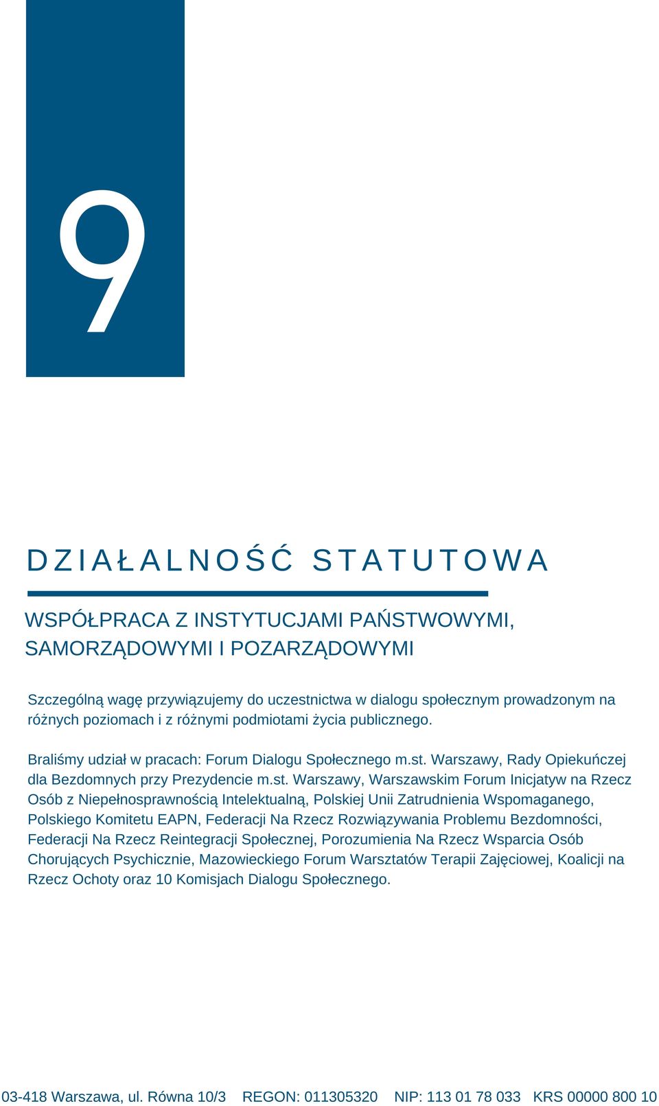 Warszawy, Rady Opiekuńczej dla Bezdomnych przy Prezydencie m.st.