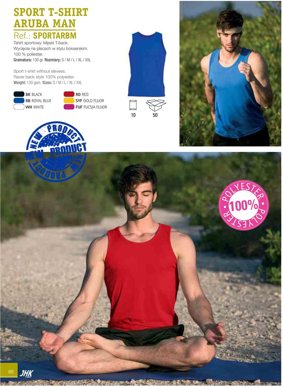 Rozmiary: S / M / L / XL / XXL Sport t-shirt without slevees.