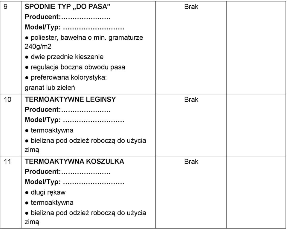 10 TERMOAKTYWNE LEGINSY termoaktywna bielizna pod odzież roboczą do