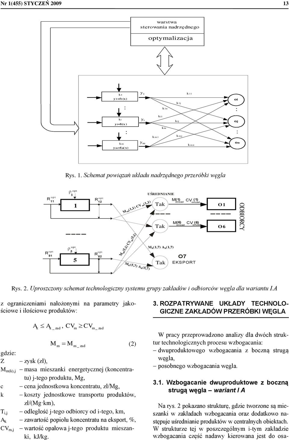 A z ograiczeiami ałożoymi a parametry jakościowe i ilościowe produktów: A A k k _ zad, CVm M m M m _ zad CV m _ zad (2) gdzie: Z zysk (zł), M m(k),j masa mieszaki eergetyczej (kocetratu) j-tego