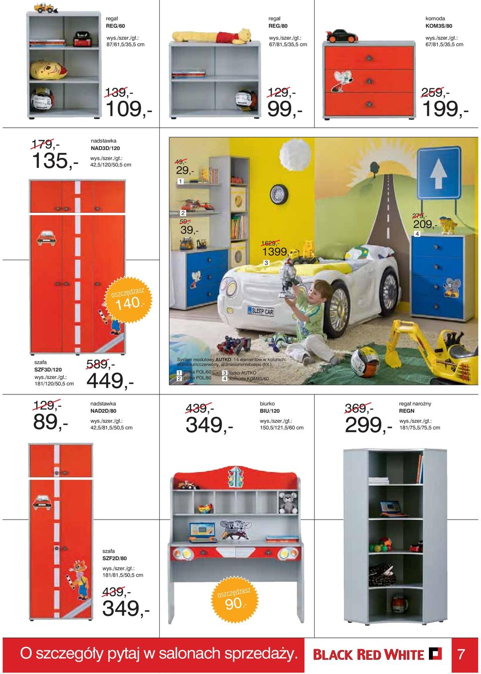 elementów w kolorach: aluminium/czerwony, aluminium/niebieski (fot.).