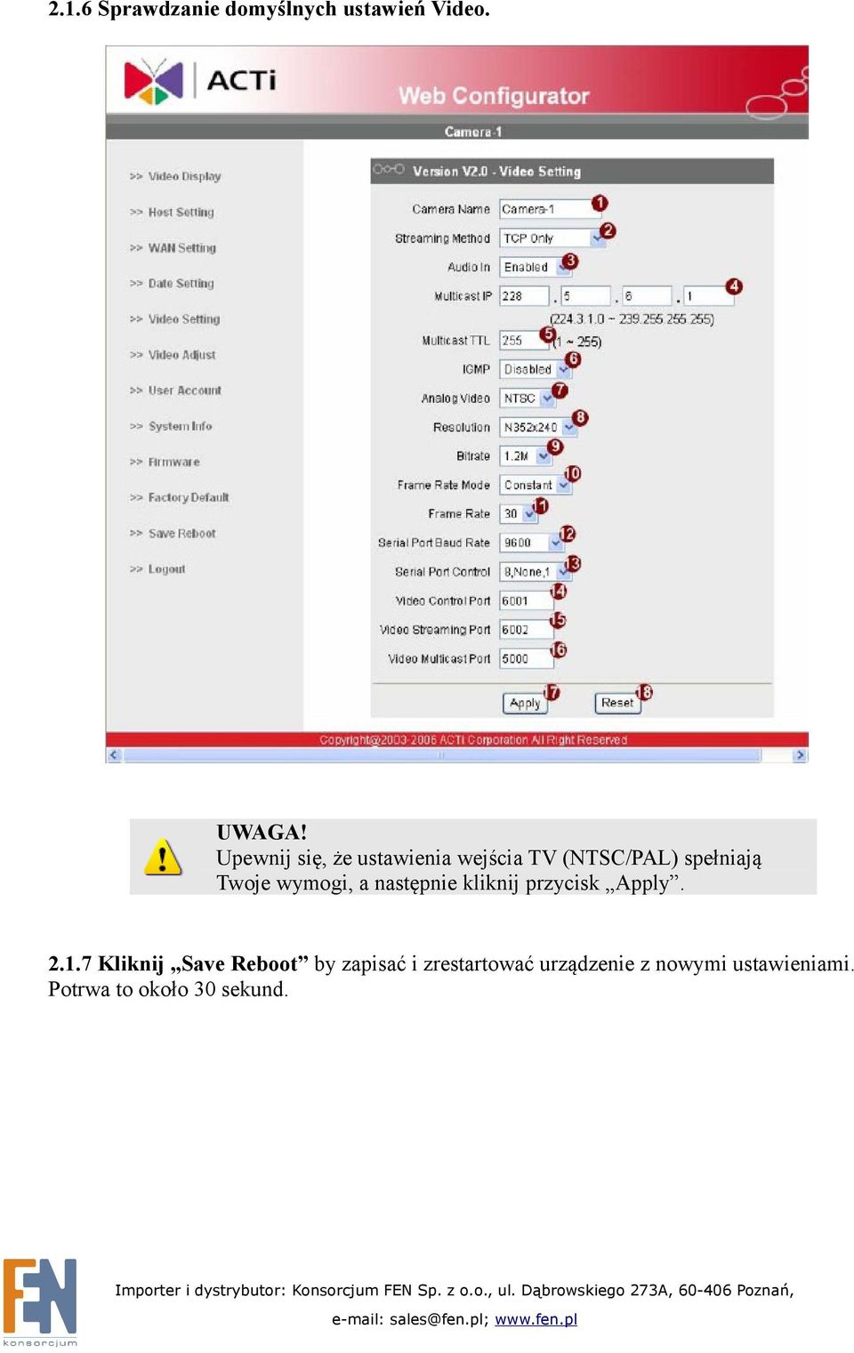 wymogi, a następnie kliknij przycisk Apply. 2.1.