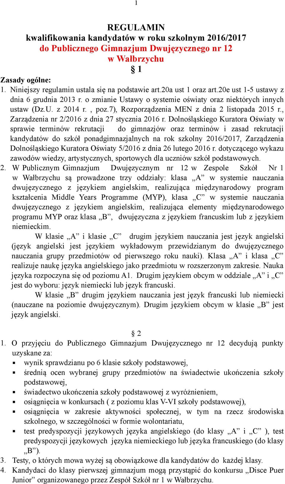 , Zarządzenia nr 2/2016 z dnia 27 stycznia 2016 r.