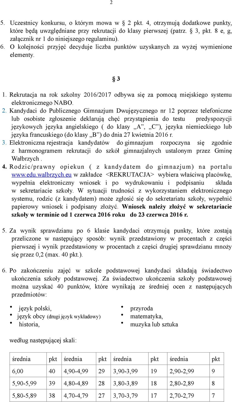 Rekrutacja na rok szkolny 20
