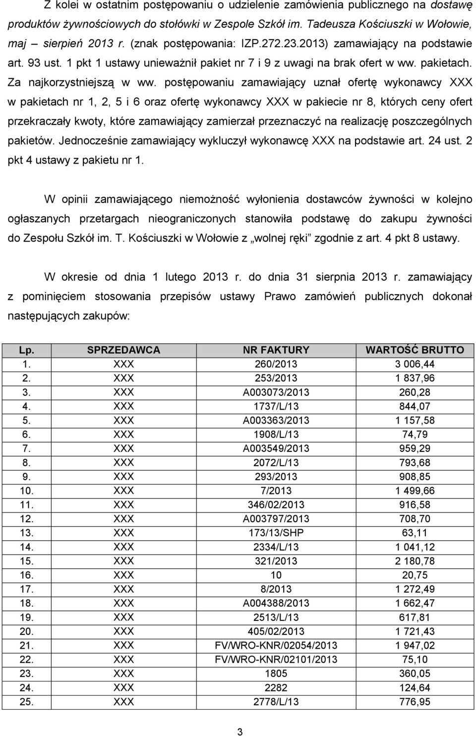 postępowaniu zamawiający uznał ofertę wykonawcy XXX w pakietach nr 1, 2, 5 i 6 oraz ofertę wykonawcy XXX w pakiecie nr 8, których ceny ofert przekraczały kwoty, które zamawiający zamierzał