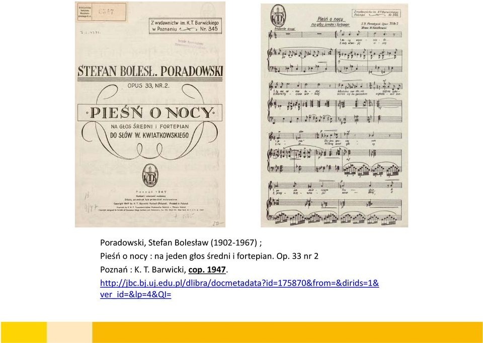 33 nr 2 Poznań : K. T. Barwicki, cop. 1947. http://jbc.