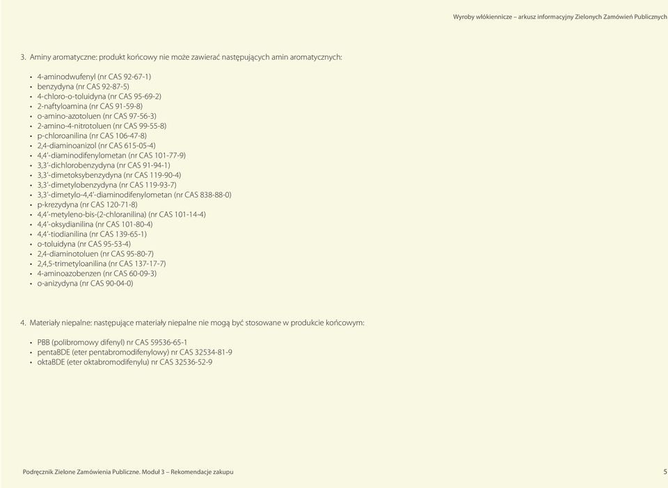 -diaminodifenylometan (nr CAS 101-77-9) 3,3 -dichlorobenzydyna (nr CAS 91-94-1) 3,3 -dimetoksybenzydyna (nr CAS 119-90-4) 3,3 -dimetylobenzydyna (nr CAS 119-93-7) 3,3 -dimetylo-4,4