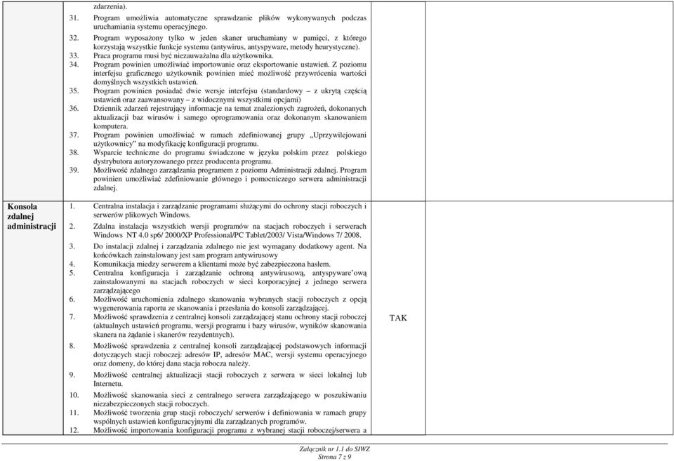 Praca programu musi być niezauwaŝalna dla uŝytkownika. 34. Program powinien umoŝliwiać importowanie oraz eksportowanie ustawień.