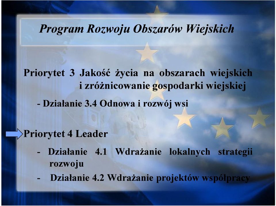 3.4 Odnowa i rozwój wsi Priorytet 4 Leader - Działanie 4.