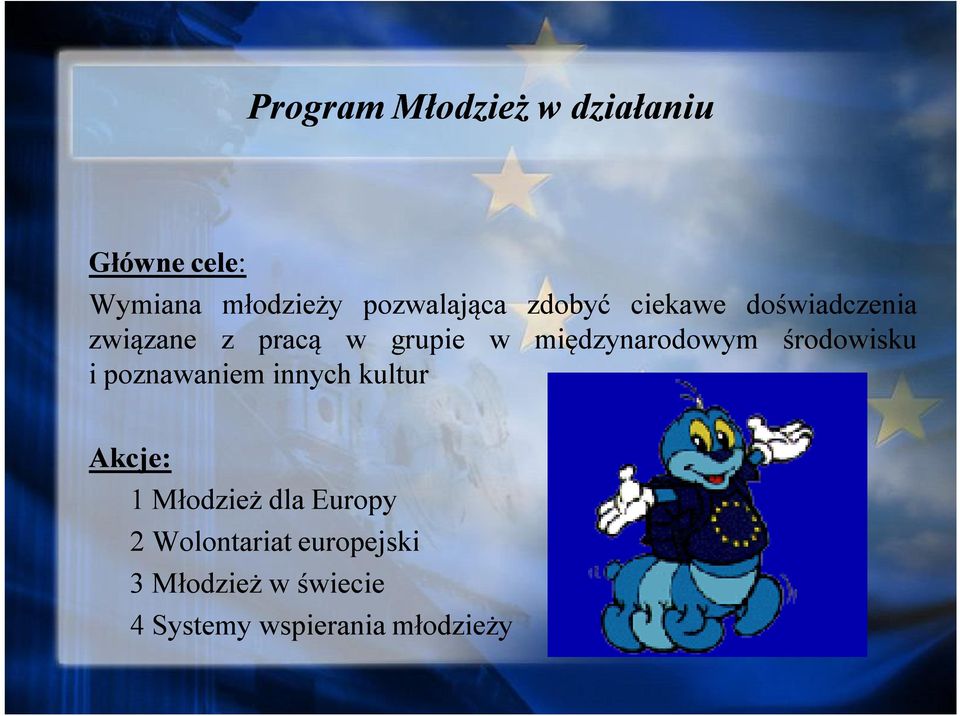 środowisku i poznawaniem innych kultur Akcje: 1 Młodzież dla Europy 2