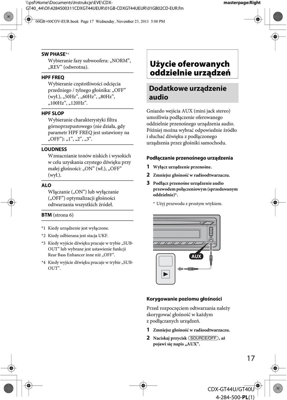 HPF SLOP Wybieranie charakterystyki filtra górnoprzepustowego (nie działa, gdy parametr HPF FREQ jest ustawiony na OFF ): 1, 2, 3.