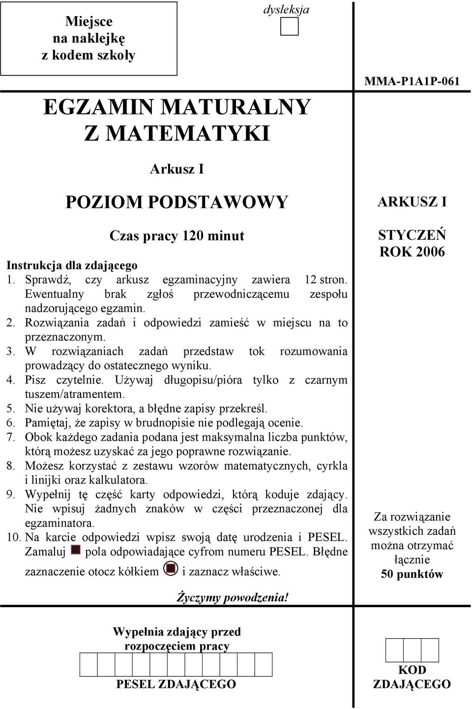 W rozwiązaniach zadań przedstaw tok rozumowania prowadzący do ostatecznego wyniku. 4. Pisz czytelnie. Używaj długopisu/pióra tylko z czarnym tuszem/atramentem. 5.