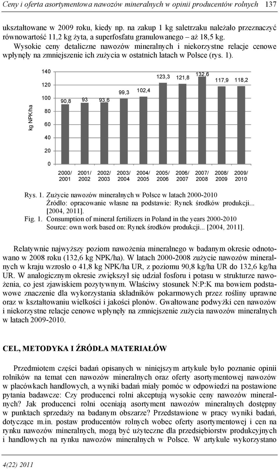 Wysokie ceny detaliczne nawozów mineralnych i niekorzystne relacje cenowe wpłynęły na zmniejszenie ich zużycia w ostatnich latach w Polsce (rys. 1).