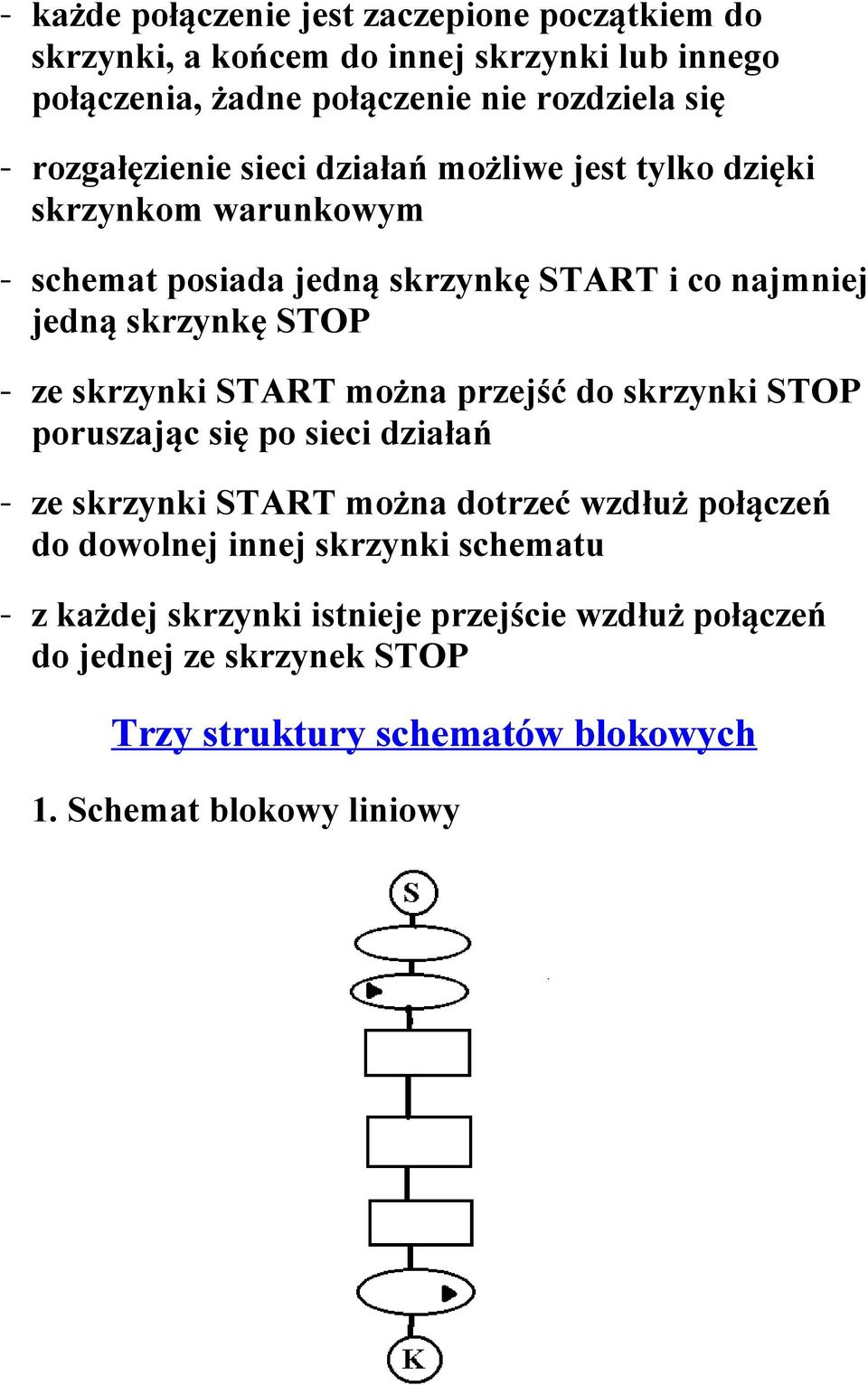 ze skrzynki START można przejść do skrzynki STOP poruszając się po sieci działań - ze skrzynki START można dotrzeć wzdłuż połączeń do dowolnej innej