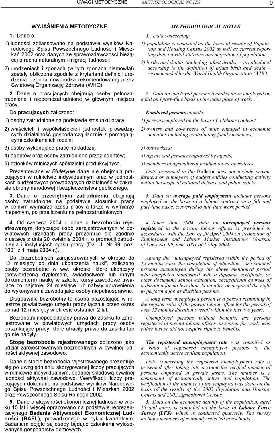 2) urodzeniach i zgonach ( zgonach niemowląt) zostały obliczone zgodnie z kryteriami definicji urodzenia i zgonu noworodka rekomendowanej przez Światową Organizację Zdrowia (WHO). 2.