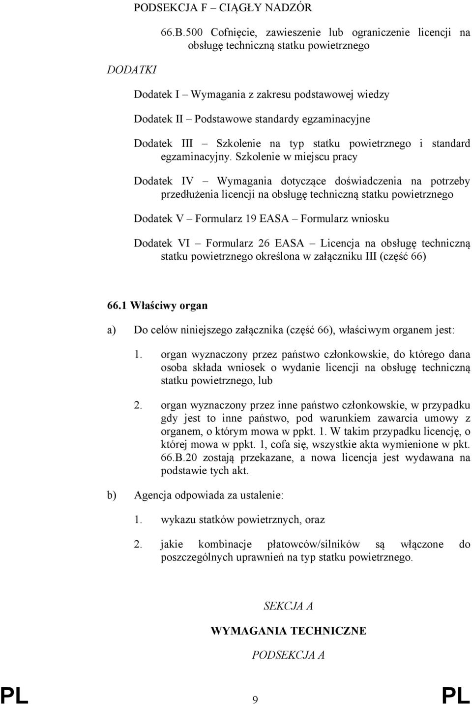 na typ statku powetrznego standard egzamnacyjny.