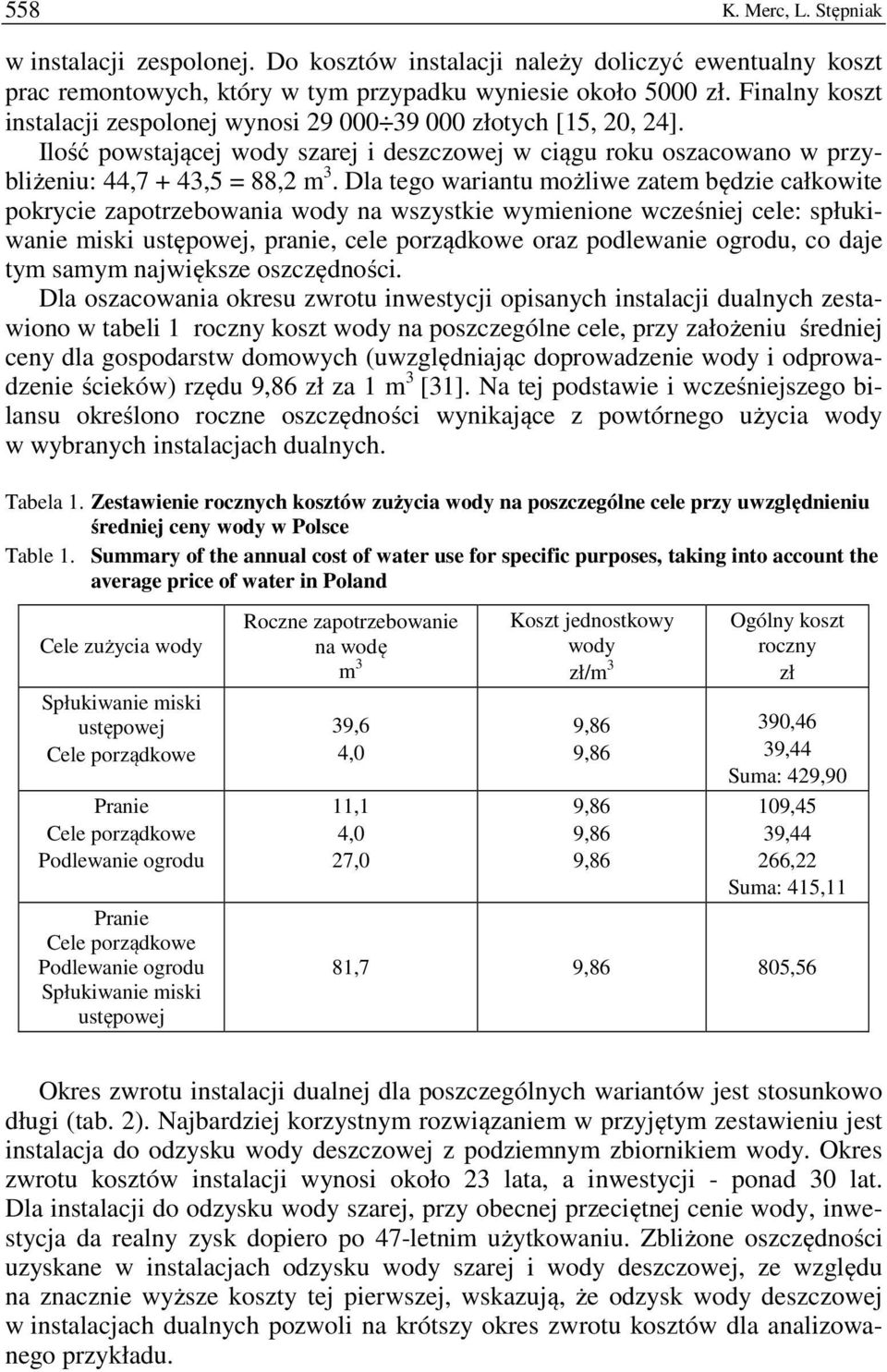 Dla tego wariantu możliwe zatem będzie całkowite pokrycie zapotrzebowania wody na wszystkie wymienione wcześniej cele: spłukiwanie miski ustępowej, pranie, cele porządkowe oraz podlewanie ogrodu, co