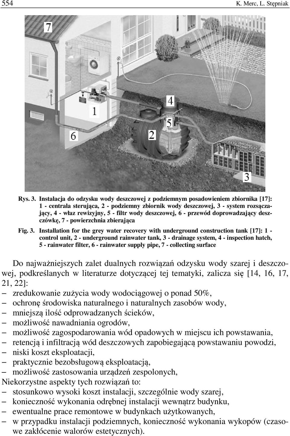 wody deszczowej, 6 - przewód doprowadzający deszczówkę, 7 - powierzchnia zbierająca Fig. 3.