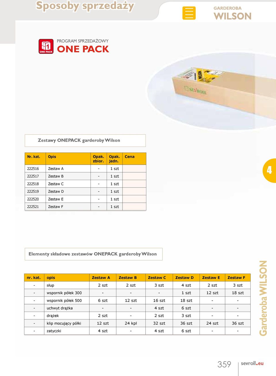 ONEPACK garderoby Wilson nr. kat.