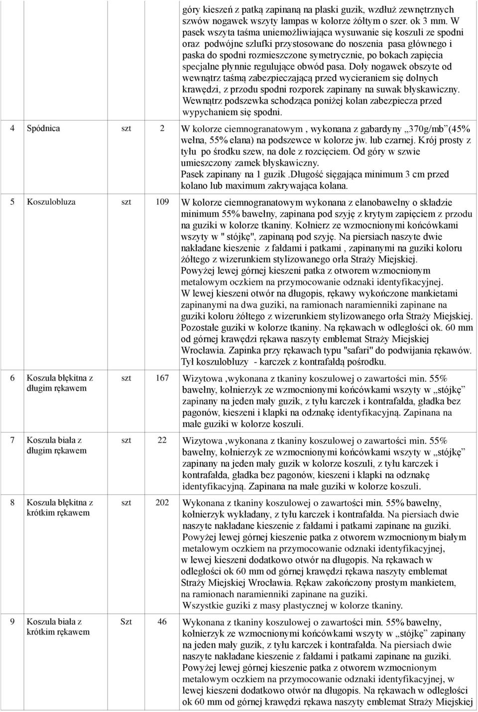 specjalne płynnie regulujące obwód pasa. Doły nogawek obszyte od wewnątrz taśmą zabezpieczającą przed wycieraniem się dolnych krawędzi, z przodu spodni rozporek zapinany na suwak błyskawiczny.