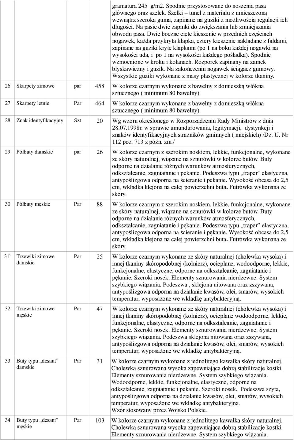 sztucznego ( minimum 80 bawełny). 27 Skarpety letnie Par 464 W kolorze czarnym wykonane z bawełny z domieszką włókna sztucznego ( minimum 80 bawełny).