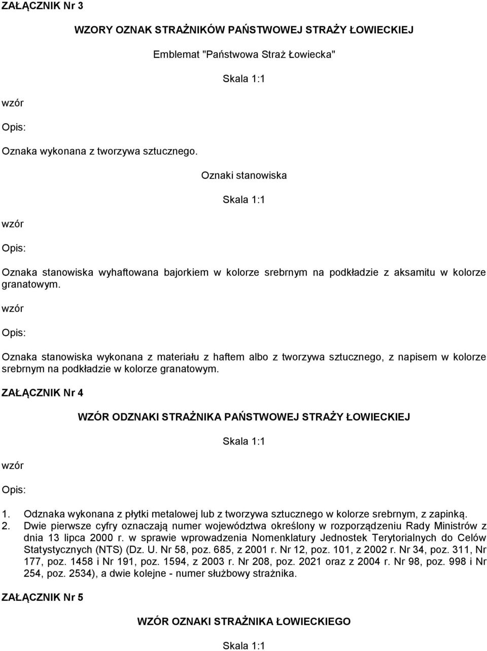 Oznaka stanowiska wykonana z materiału z haftem albo z tworzywa sztucznego, z napisem w kolorze srebrnym na podkładzie w kolorze granatowym.