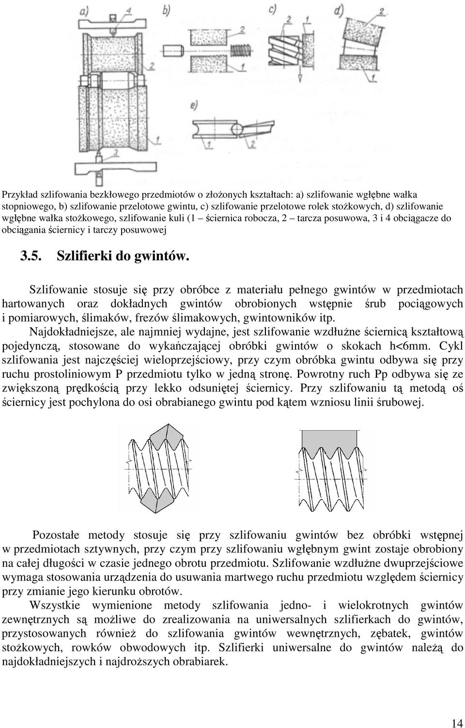 stosuje si przy obróbce z materiału pełnego gwintów w przedmiotach hartowanych oraz dokładnych gwintów obrobionych wstpnie rub pocigowych i pomiarowych, limaków, frezów limakowych, gwintowników itp.