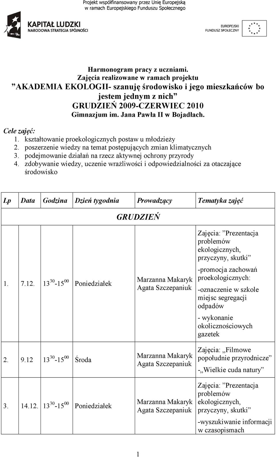 podejmowanie działań na rzecz aktywnej ochrony przyrody 4.