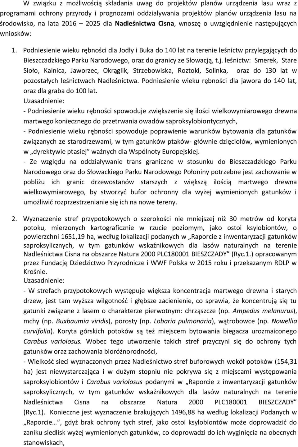 Podniesienie wieku rębności dla Jodły i Buka do 140 lat na terenie leśnictw przylegają