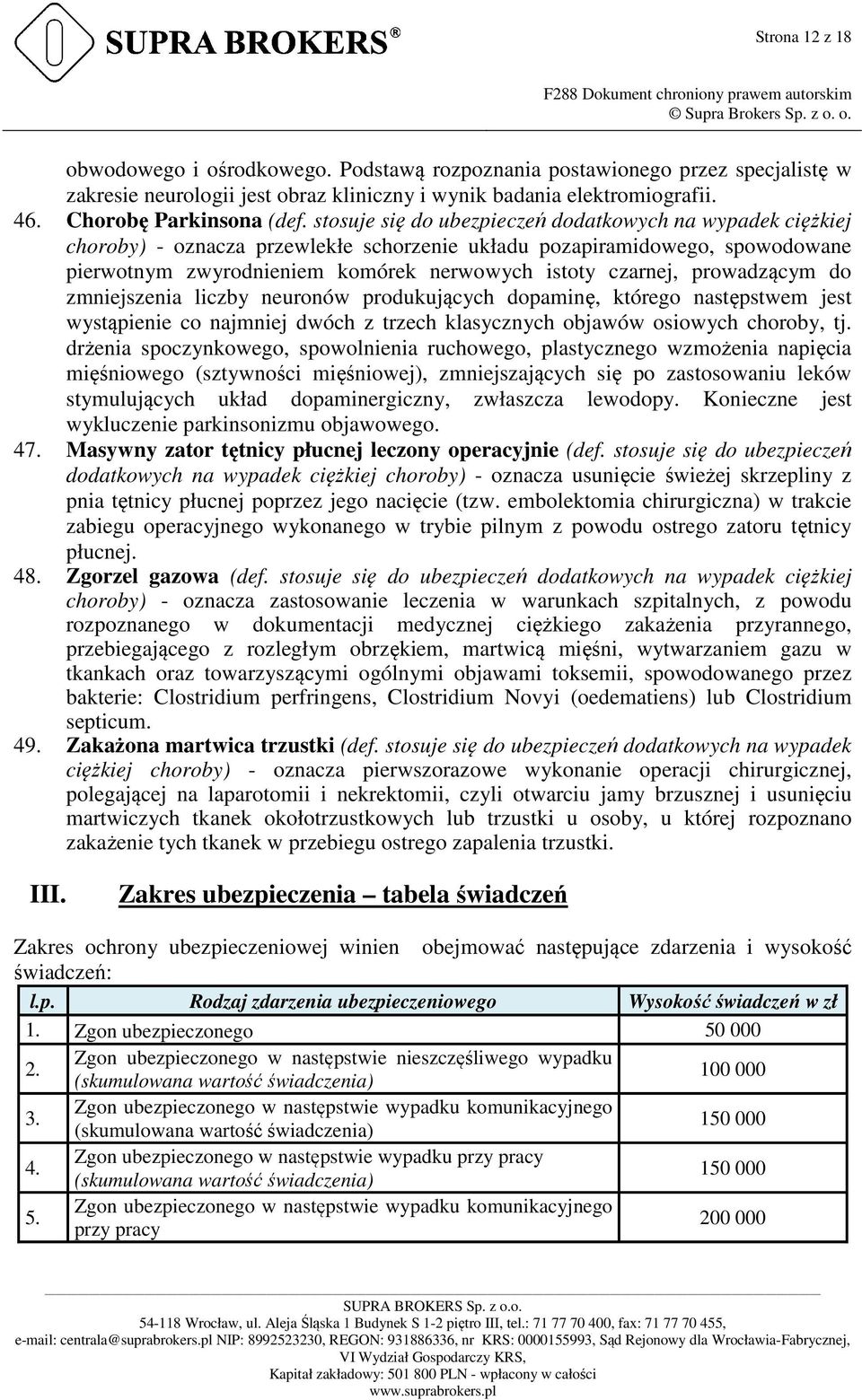prowadzącym do zmniejszenia liczby neuronów produkujących dopaminę, którego następstwem jest wystąpienie co najmniej dwóch z trzech klasycznych objawów osiowych choroby, tj.