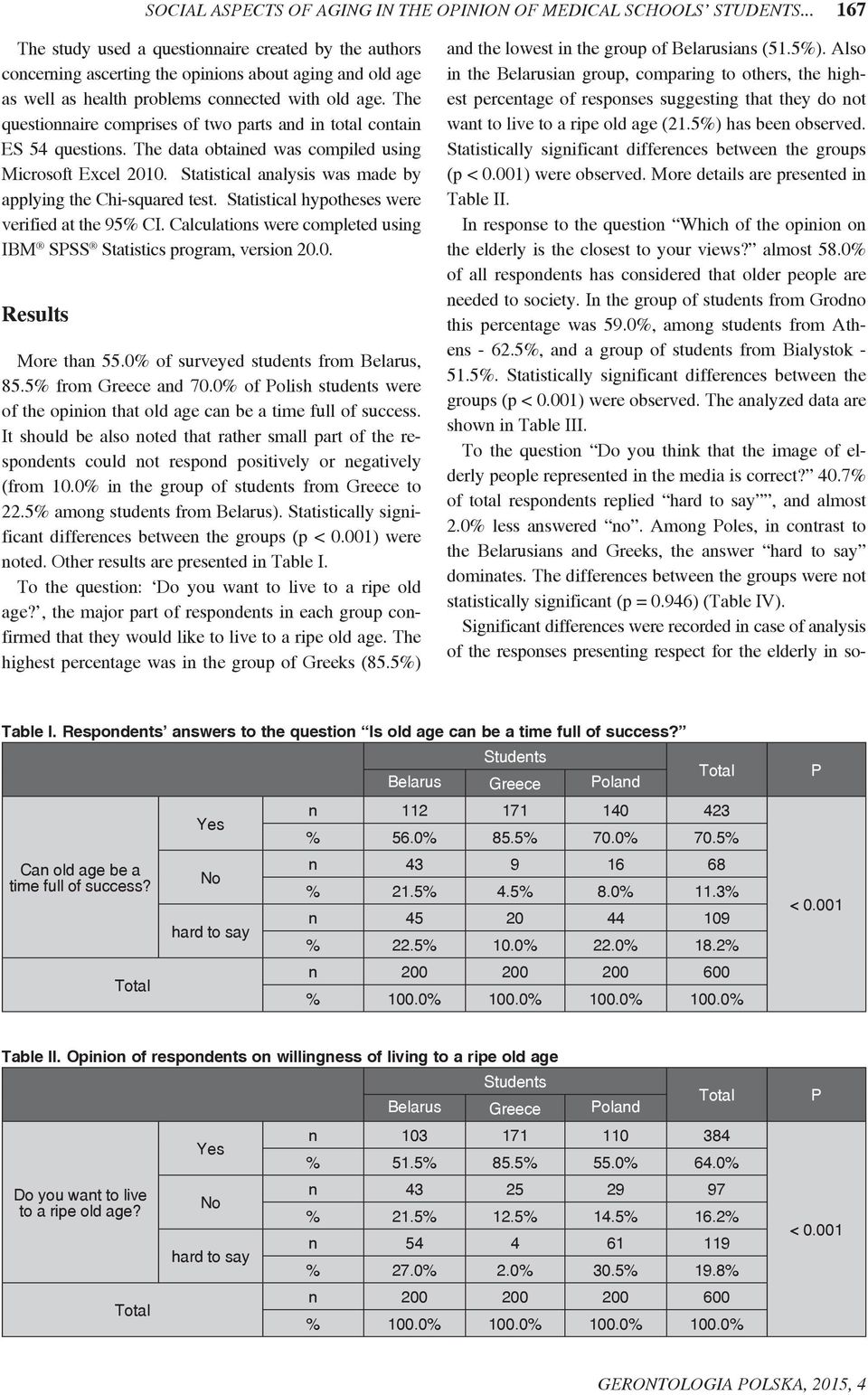 The questionnaire comprises of two parts and in total contain ES 54 questions. The data obtained was compiled using Microsoft Excel 2010.
