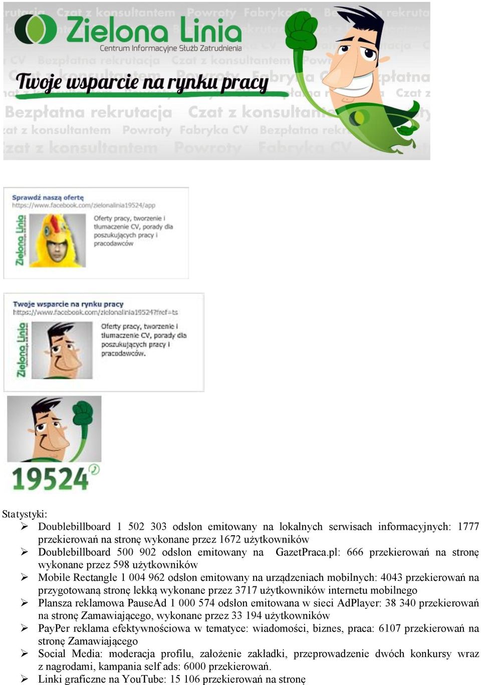 pl: 666 przekierowań na stronę wykonane przez 598 użytkowników Mobile Rectangle 1 004 962 odsłon emitowany na urządzeniach mobilnych: 4043 przekierowań na przygotowaną stronę lekką wykonane przez