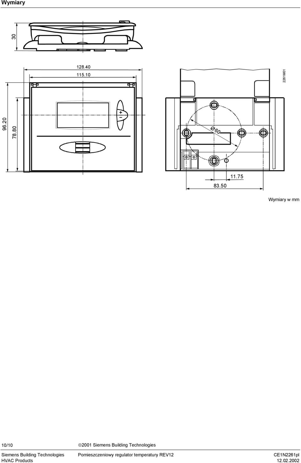 75 Wymiary w mm 10/10 2001 Siemens Building