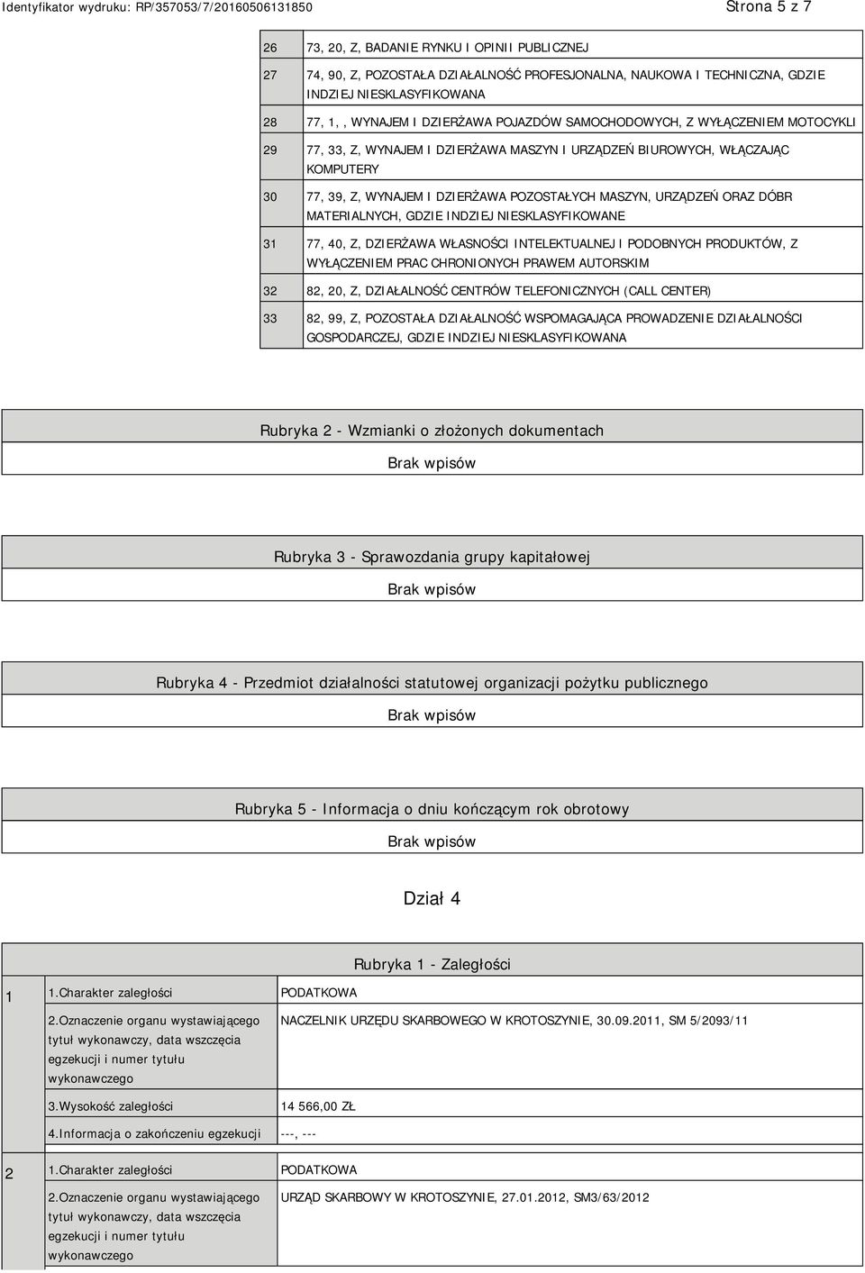 MATERIALNYCH, GDZIE INDZIEJ SKLASYFIKOWANE 31 77, 40, Z, DZIERŻAWA WŁASNOŚCI INTELEKTUALNEJ I PODOBNYCH PRODUKTÓW, Z WYŁĄCZEM PRAC CHRONIONYCH PRAWEM AUTORSKIM 32 82, 20, Z, DZIAŁALNOŚĆ CENTRÓW